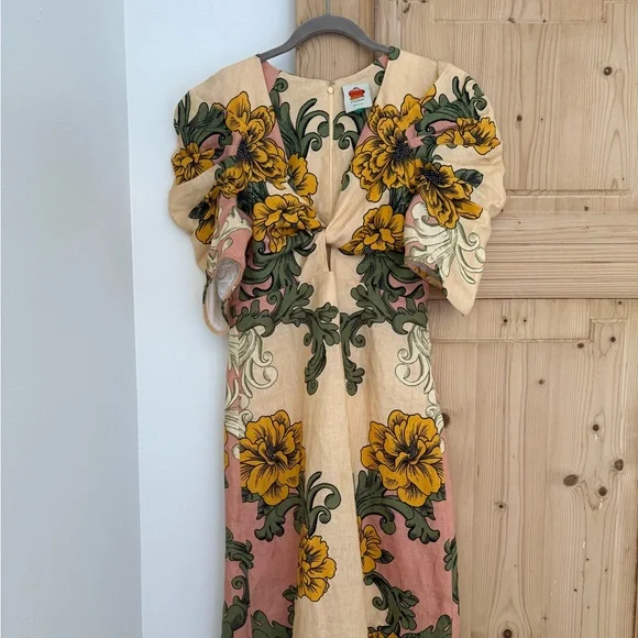 green floral a line dress Baltic Born Womens Laurel Midi Dress | Olive Floral main image 0